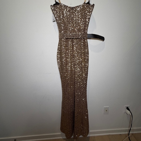 NEW Nadine Merabi LUCINDA GOLD JUMPSUIT Sz:XL Original Price $545 - Picture 8 of 11